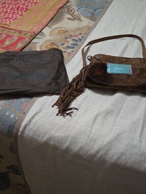 Cowhide Brown With Suede Fringe Bag - Trinity Ranch